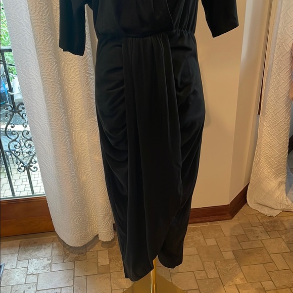 Pretty Garden Flattering Rouched Elegant Black Dress Large Draped - Picture 6 of 9
